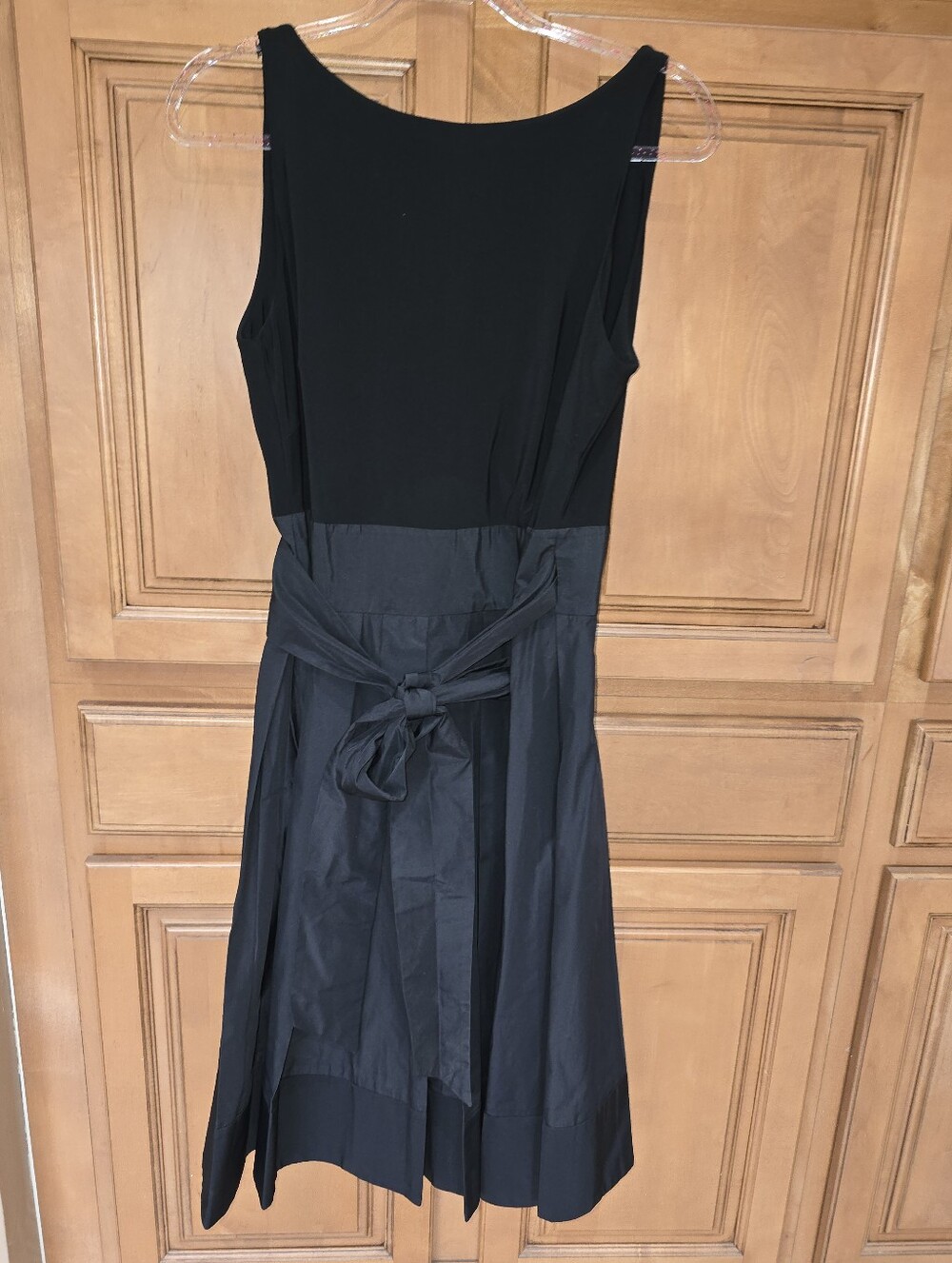 Ralph Lauren Black Sleeveless Midi Dress with Waist Tie